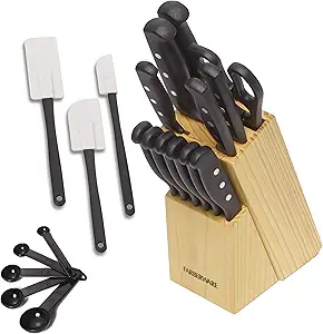 Farberware Triple Rivet High-Carbon Stainless Steel Knife Block and Kitchen Tool Set