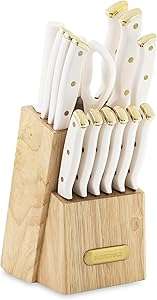 Farberware 15-Piece Triple Riveted Knife Block Set, High Carbon-Stainless Steel