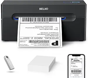 Nelko Bluetooth Thermal Shipping Label Printer, Wireless 4x6 Shipping Label Printer for Shipping
