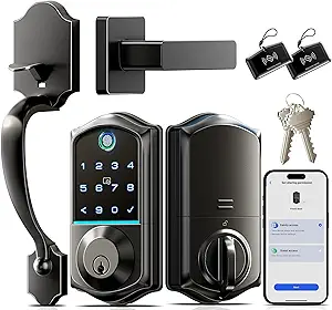 Veise Fingerprint Smart Front Door Lock Set, App Control, Keyless Entry Door Lock