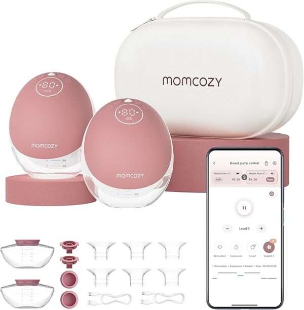 Momcozy Breast Pump Hands Free Upgraded Mobile Flow | M9, App Discreet Control