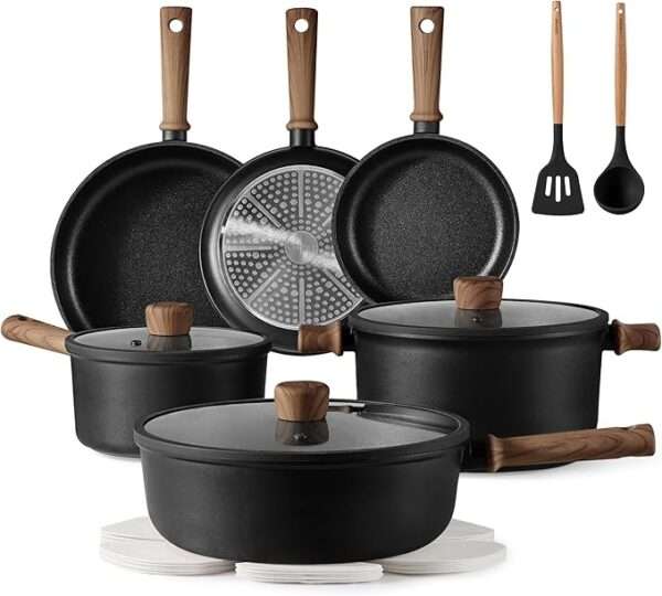 CAROTE Nonstick Pots and Pans,Cookware Set 16pcs Kitchen Cooking Sets, Pot and