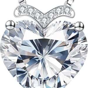 Moissanite Necklace for Women, 2-3 Carat Heart Moissanite I Love You Necklace