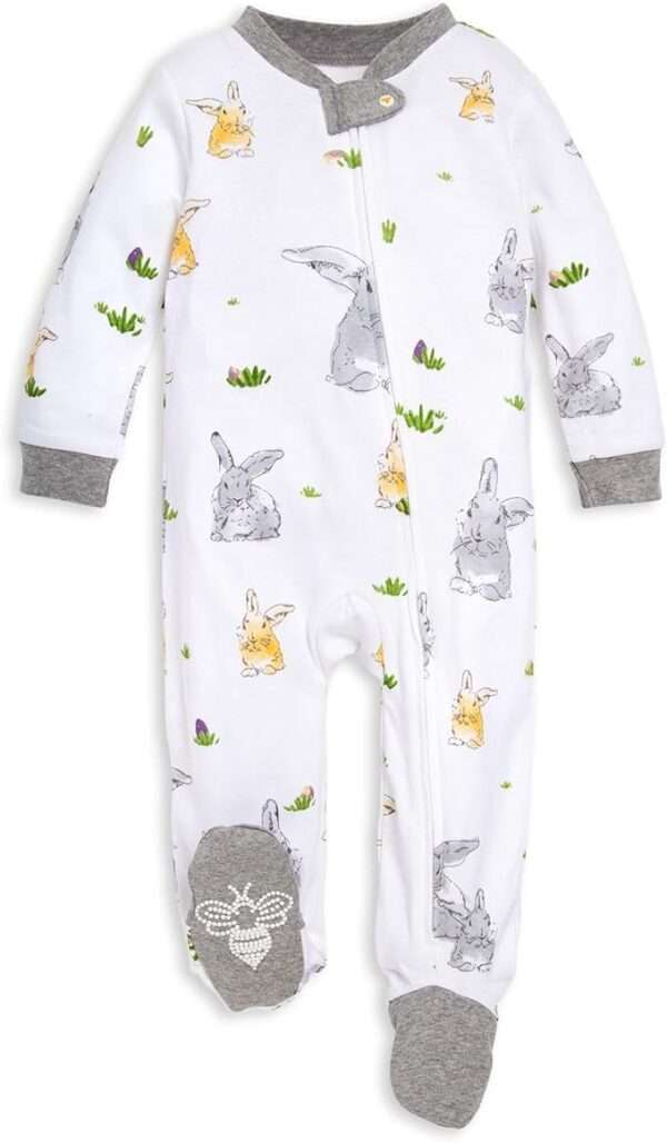 Burt's Bees Baby Boys' Sleep & Play PJs, 100% Organic Cotton One-Piece Zip Front Jumpsuit, Baby
