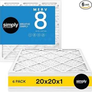 Simply 20x20x1 Air Filter, Merv 8, MPR 600, 6 Pack, Furnace Air Filter