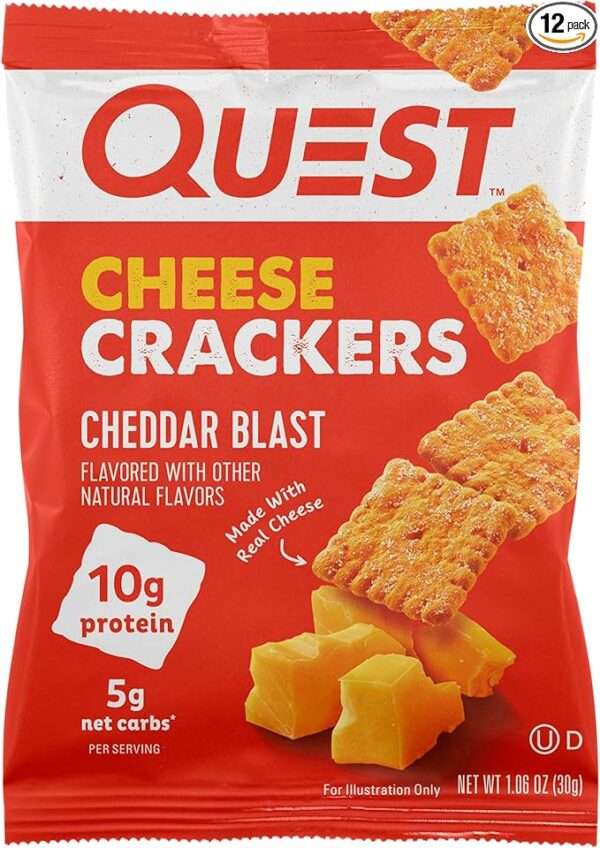 Quest Nutrition Cheese Crackers, Cheddar Blast, 10g Protein, 5g Net Carbs, 1g Sugar