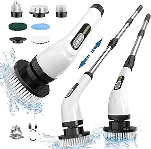 Electric Spin Scrubber for Cleaning Bathroom: Cordless Power Shower Scrubber