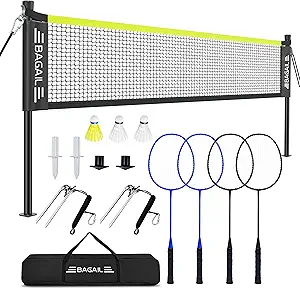 BAGAIL Outdoor Badminton Net Set with Anti-Sag Winch System - Official Size 20ft