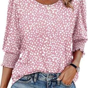 XIEERDUO Blouses for Women Dressy Casual 3/4 Length Sleeve Womens Tops
