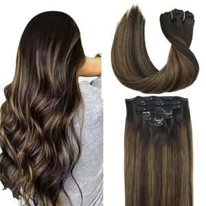 GOO GOO Clip in Hair Extensions Real Human Hair, Remy Human Hair
