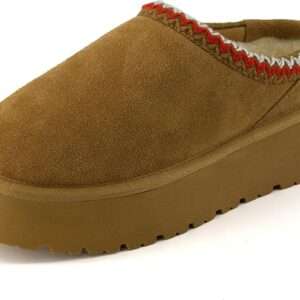 CUSHIONAIRE Kabuki Platform Boots Genuine Suede Fuzzy Slippers for Women