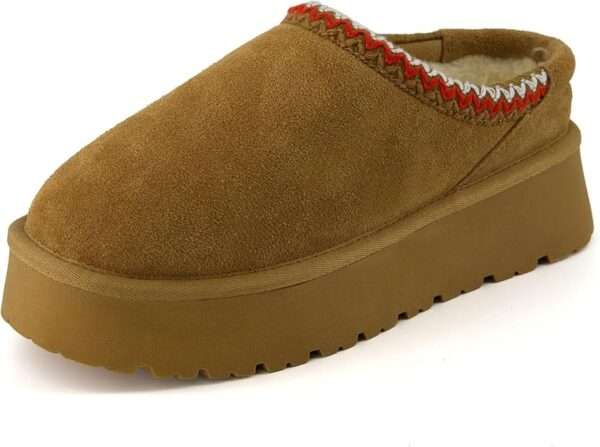 CUSHIONAIRE Kabuki Platform Boots Genuine Suede Fuzzy Slippers for Women