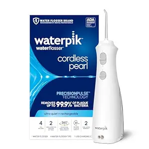 Waterpik Cordless Pearl Rechargeable Portable Water Flosser for Teeth, Gums