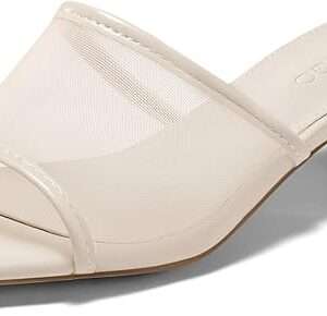 Coutgo Womens Slide Sandals Mesh Chunky Heels Mules Square Open Toe Slip