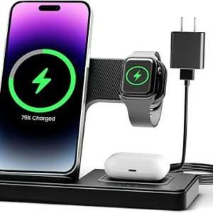 Wireless Charger iPhone Charging Station: 3 in 1 Charger Stand Multiple Devices