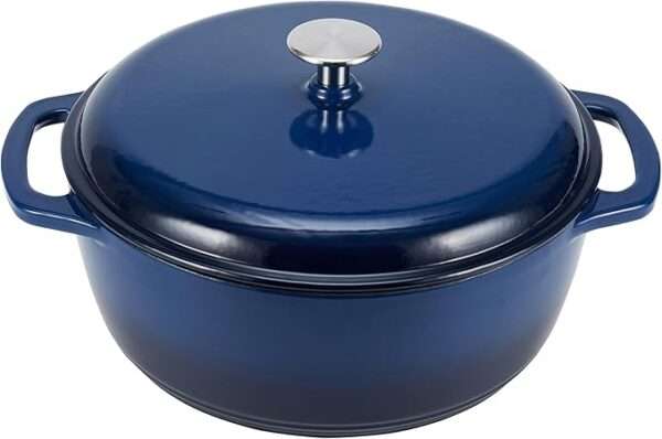 Amazon Basics Cast Iron Dutch Oven Pot with Lid, Enameled, Round, Dual Handles
