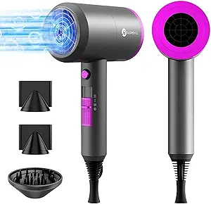 Slopehill Professional Ionic Hair Dryer, Powerful 1800W Fast Drying Low Noise Blow