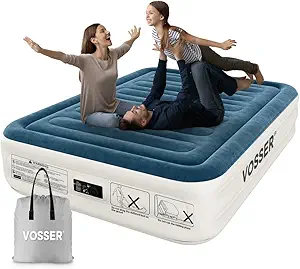 Queen Air Mattress with Built-in Pump,18''Fast & Easy Inflation/Deflation Inflatable