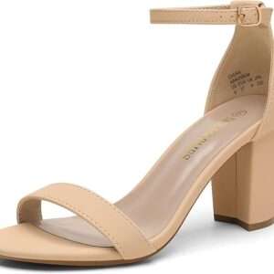 DREAM PAIRS Women's Chunk Low Heel Pump Sandals