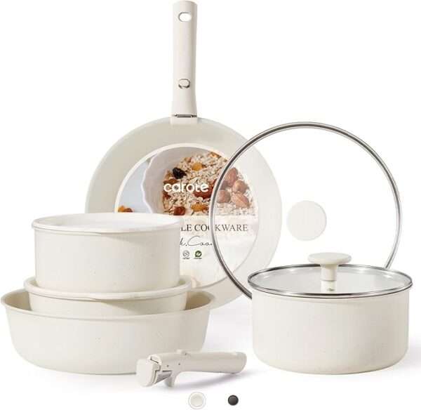 CAROTE 11pcs Pots and Pans Set, Nonstick Cookware Detachable