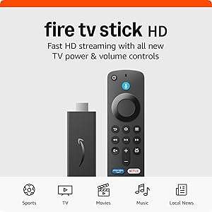 Amazon Fire TV Stick HD (newest model), free and live TV, Alexa Voice