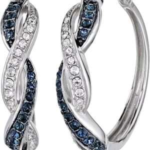 Amazon Essentials .925 Sterling Silver Rhodium Plated Crystal Twisted Hoop Earrings