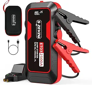 S ZEVZO ET03 Car Jump Starter 2500A Jump Starter Battery Pack for Up to 8.0L Gas