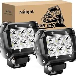 Nilight Led Pods 2Pcs 18W 1260LM Super Bright Off Road Spot Lights