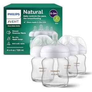 Philips Avent Natural Glass Baby Bottles with Natural Response Nipples (Slow Flow