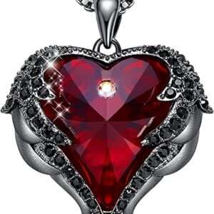 CDE Angel Wings Necklaces for Women, Love Heart Silver Tone/Gold Tone Pendant