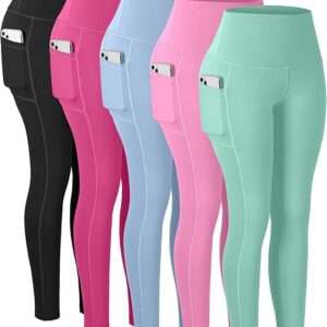 CHRLEISURE Leggings with Pockets for Women, High Waisted Tummy Control