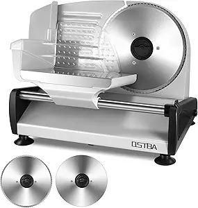 Meat Slicer 200W Electric Deli Food Slicer with 2 Removable 7.5" Stainless Steel Blade,