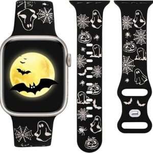W-RARA Halloween Engraved Band Compatible with Apple Watch Band 38/40/41