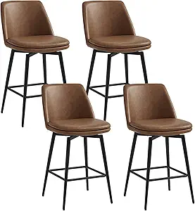CHITA Counter Height Swivel Barstools, FSC Certified Upholstered Faux