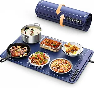 Food Warming Mat - Fast Heating Silicone Electric Warming Tray with 4 Level