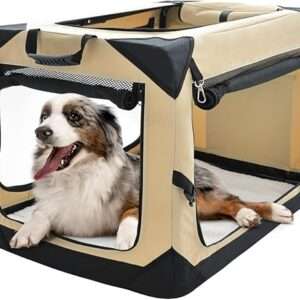 Pettycare 36 Inch Collapsible Dog Crate for Large Dogs, 4-Door Foldable Soft Dog