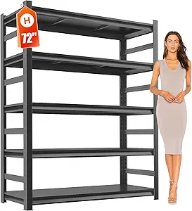 Metal Garage Shelving Unit, Heavy Duty 5-Tier Adjustable Storage Rack, Steel