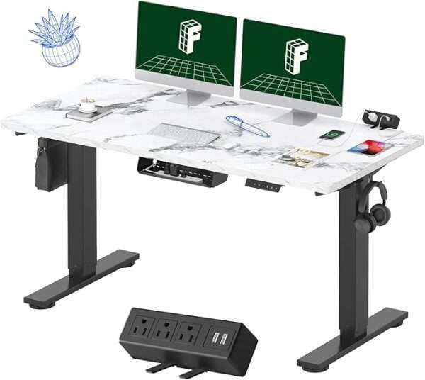 FLEXISPOT EN2 Whole-Piece Standing Desk with Clamp Power Strip