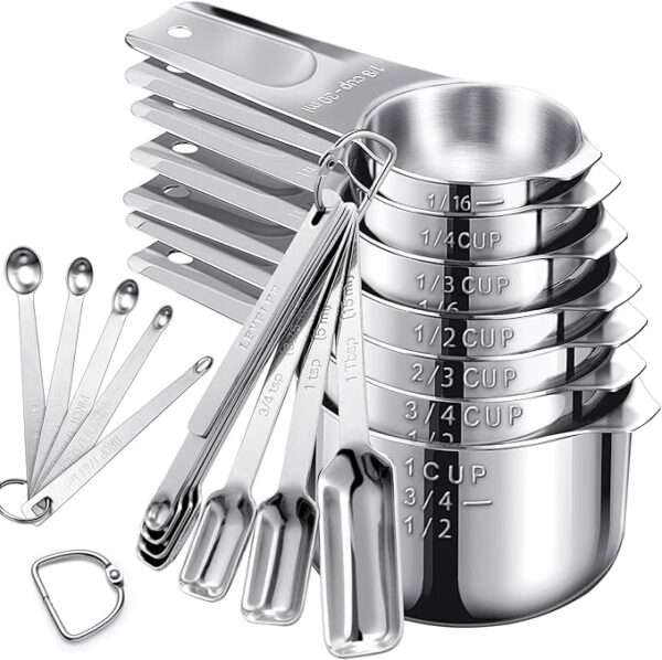 20Pcs Measuring Cups and Spoons Set, Includes 7pcs Stainless Steel Measuring Cups