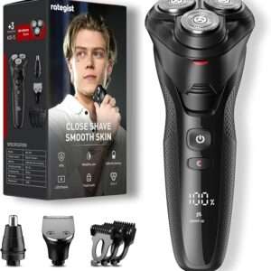 Cordless Electric Razor for Men: 3-in-1 Shaver for Beard/Nose/Sideburns