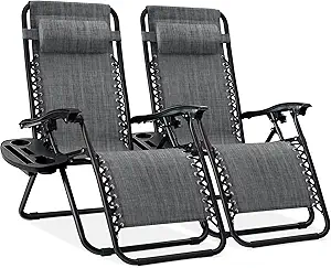 Best Choice Products Set of 2 Adjustable Steel Mesh Zero Gravity Lounge Chair
