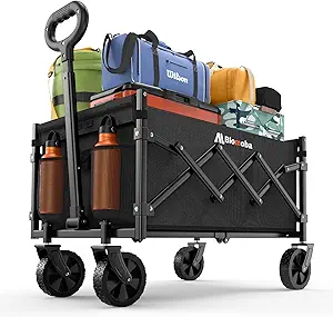 Collapsible Wagon with Wheels, 220 lbs Wagons Carts Foldable Wagon Cart