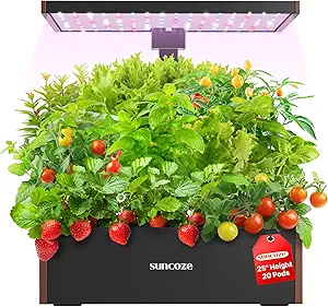 SUNCOZE Hydroponics Growing System Kit 20 Pods, Indoor Herb Garden with Grow