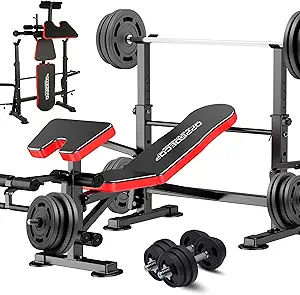 OPPSDECOR 660lbs 6 in 1 Weight Bench Set with Squat Rack Adjustable Workout