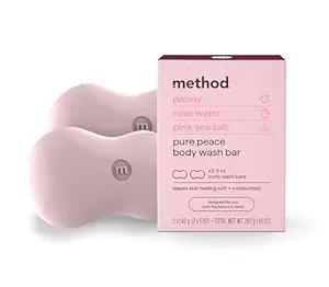 Method Bar Soap, Pure Peace, Pure Peace, Rose Water, Peonies + Pink Sea Salt notes