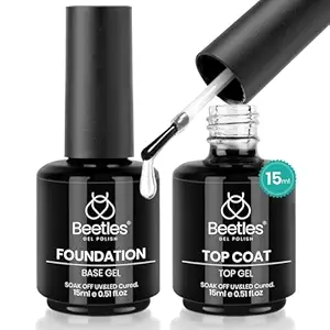 Beetles 2 Pcs 15ml No Wipe Gel Top Coat and Base Coat Set - Shine