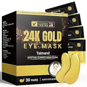 Under Eye Patches (30 Pairs), 24K Gold Under Eye Mask for Puffy Eyes