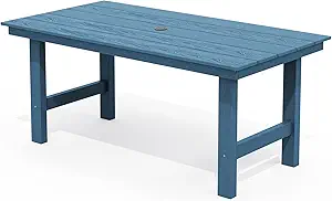 SERWALL Outdoor Dining Table, 67" Rectangle HDPE Dining Table for 6, Patio Dining