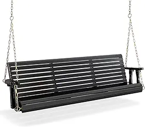VINGLI Upgraded Patio Wooden Porch Swing for Courtyard & Garden, Heavy Duty