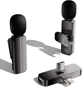 2 Pack Wireless Mini Lavalier Lapel Microphone for iPhone,Android